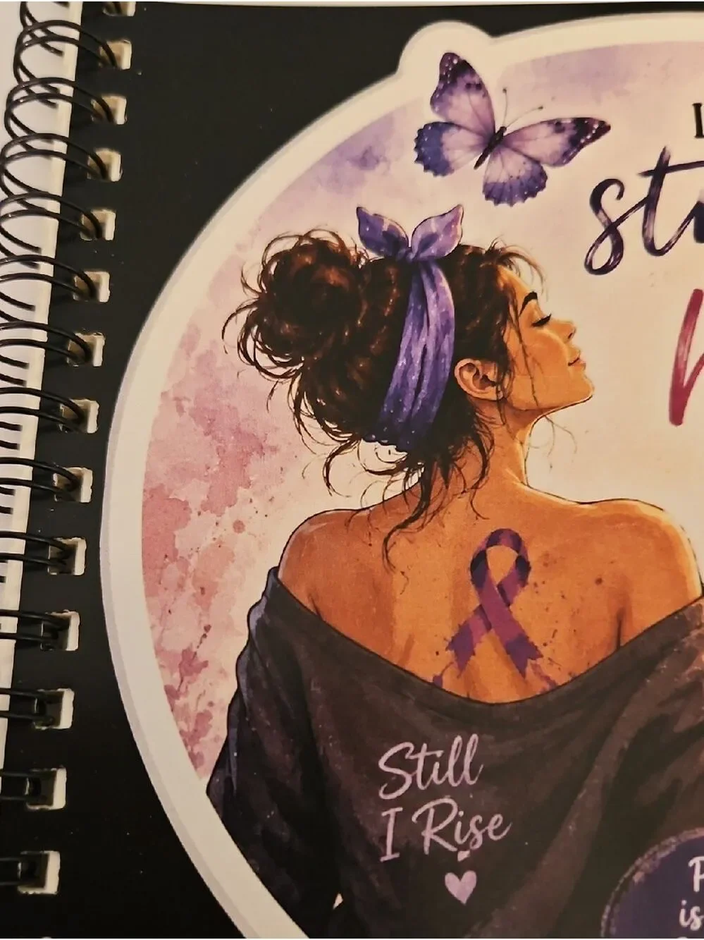 Chronic Illness Warrior Spiral Journal Purple Ribbon Pain Awareness Notebook 8x6